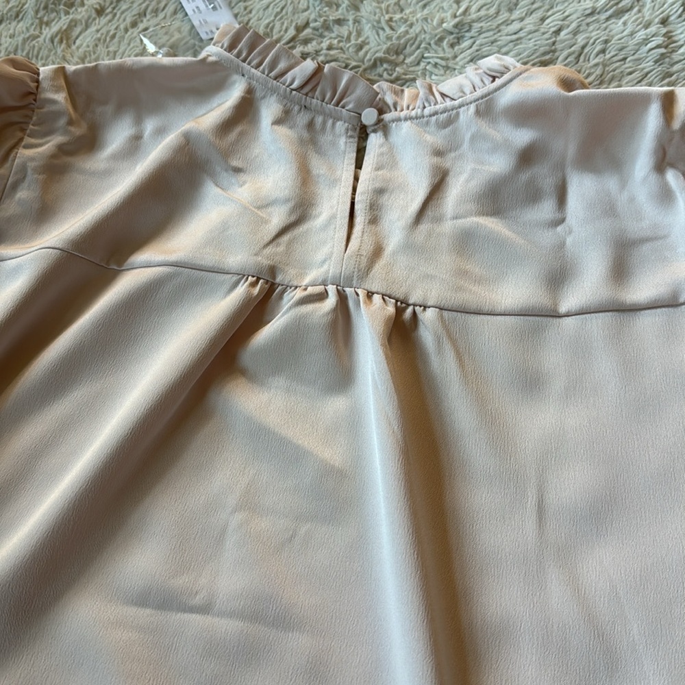 😊NWT J.CREW Tulip-sleeve ruffleneck top blouse Dune Pink Beige Shell size… - Picture 16 of 16